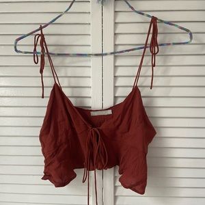 Indah tie front flouncy crop top